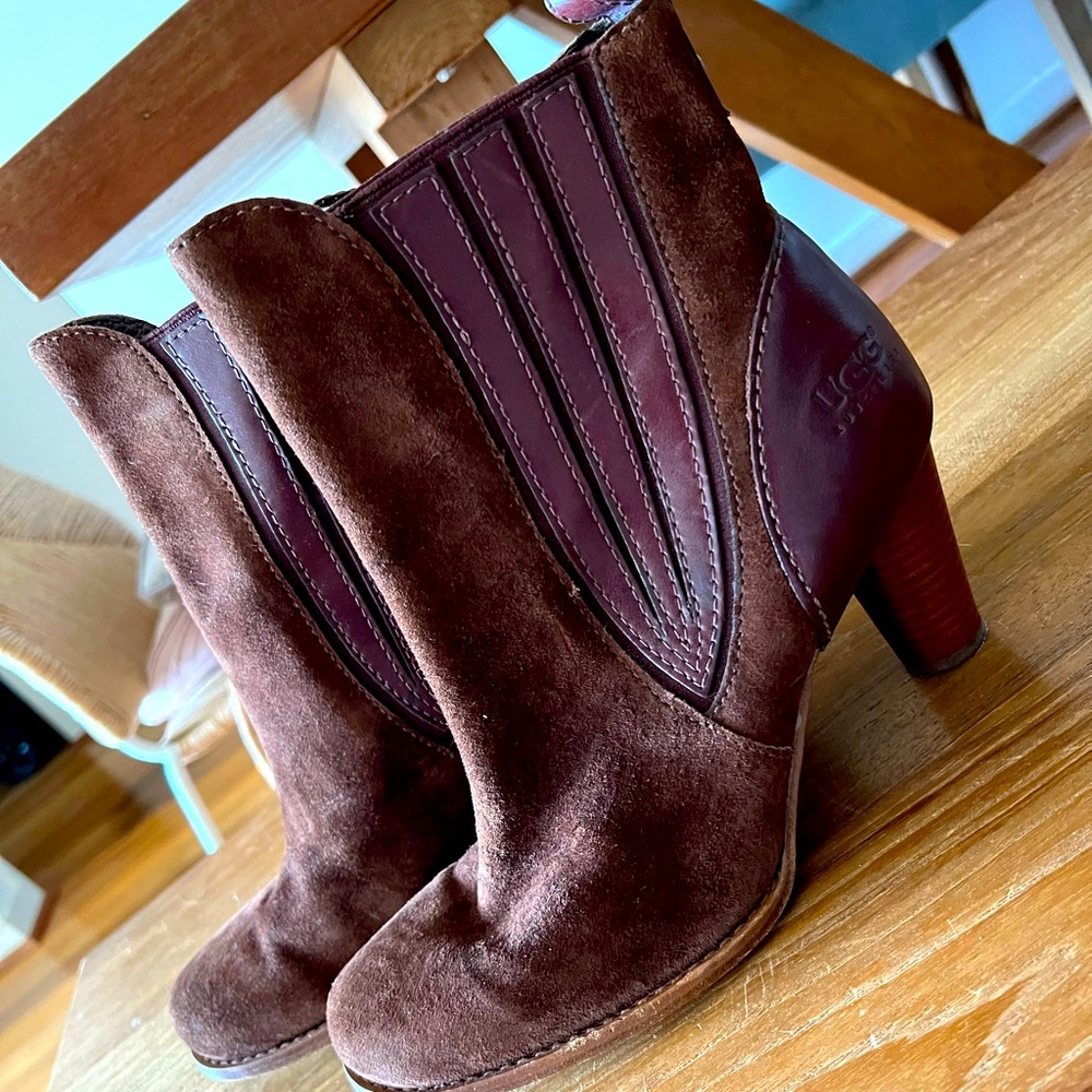 Brand new ugg suede wood heel boot
